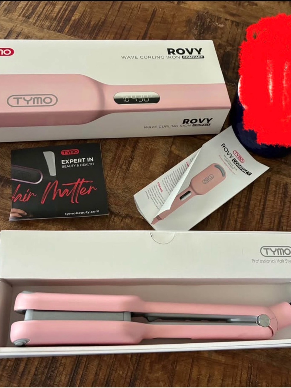 TYMO Pink Rovy Wave Curling Iron - Compact Hair Tool